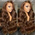 200 Density 30 38Inch Chocolate Brown Body Wave Human Hair Wigs Brazilian 13x6 HD Lace Frontal Wigs #4 Color 13x4 Lace Front Wig