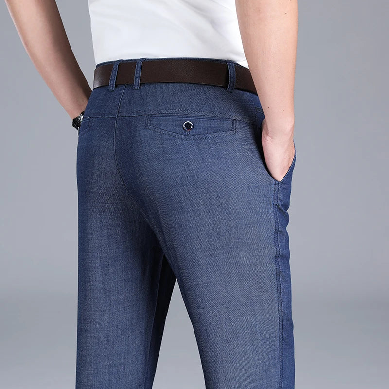 Men's Summer Thin Jeans Loose Stretch Large Size Ice Silk | SAMAG
