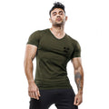 Summer Men Gym Bodybuilding Casual Short Sleeve Compression V-neck  Cotton Breathable Basketball Training  Pumping iron T-shirts