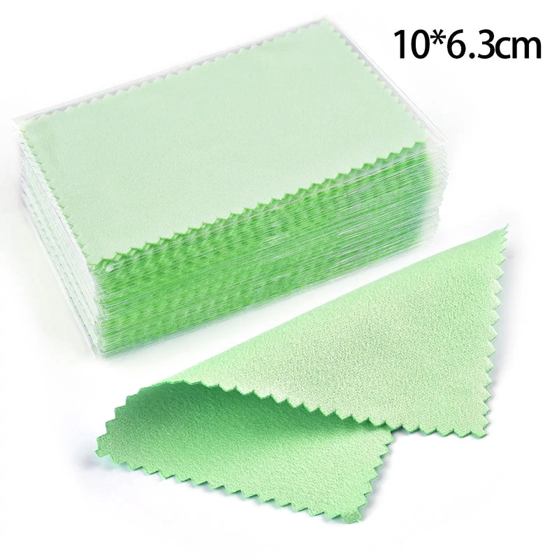 50pcs 10x6.3cm/10x6cm/8x6cm Silver Clean Polishing Cloth Soft Clean Wipe Wiping Cloth For Necklaces Rings Jewelry Clean Tools