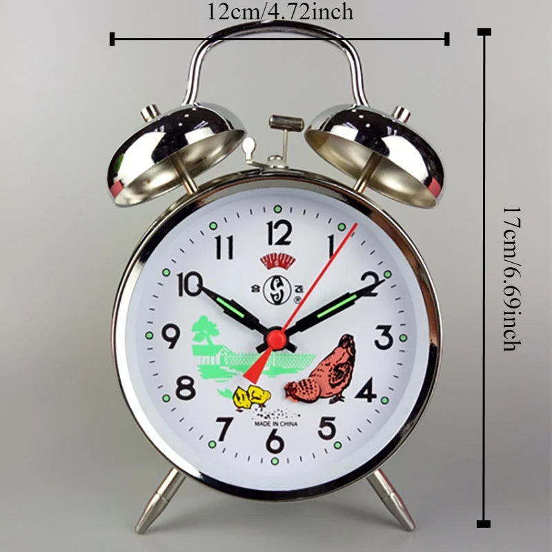 Alarm Clock Mechanical Metal Creative Bedroom Desk Clock Bedside Table Super Sound Watch Retro Nostalgic Table Winding Clock