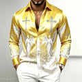 Men's Retro Baroque Printed Satin Silk Shirt Long Sleeved | SAMAG