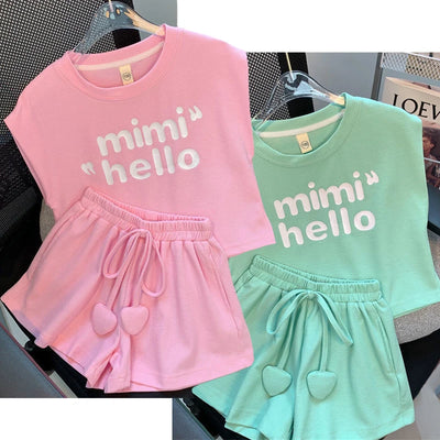 New 4 - 14 Years Summer Girls Clothing Set Letter Print | SAMAG