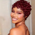 Brazilian Human Hair Wig Short Pixie Cut with Bang Loose curly Hair for Daily Wear Women Full Machine Wig