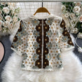 Crochet Knit Shirt Short Sleeve Floral Granny Square - View 3 | SAMAG
