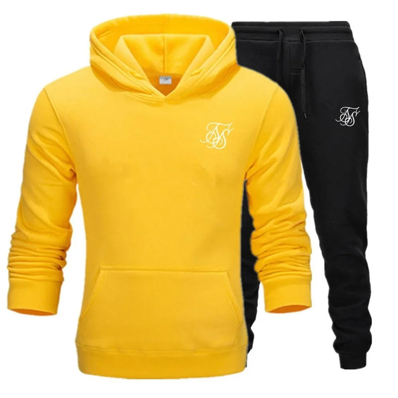 Sik silk Men Sets Fashion Autumn Spring Sporting Suit Sweatshirt Sweatpants Clothing 2 Pieces Slim Tracksuit - View 4 | SAMAG