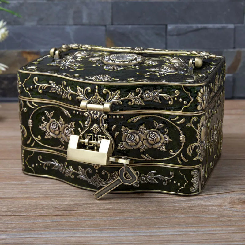 Multi-functional Storage Case with Mirror And Locks 3 Layer Large Metal Jewelry Box Women's Day Gifts for Women