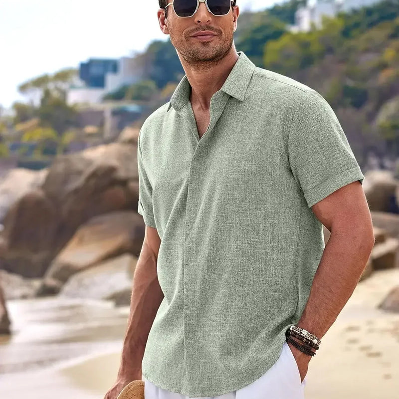 Men's Fashion Casual Solid Color Shirt Pullover Button | SAMAG