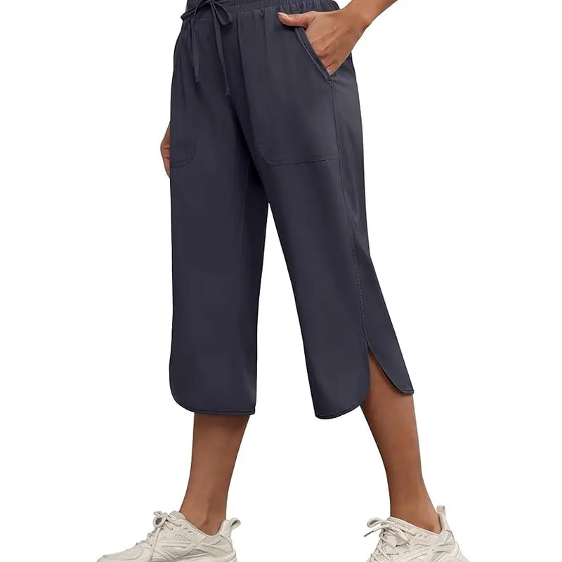 Women Casual Cropped Capris Cargo Pants, Outdoor Lightweight Capris Yoga Flared Pants, Breathable Quality Sweatpants