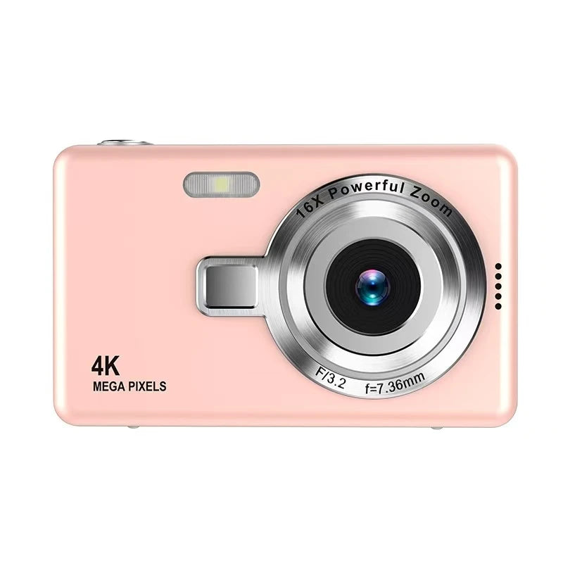 4K HD Digital Camera 16X Digital Zoom Compact CCD Camera Portable Vintage Vlog Camera for Students Travel 2.4 Inch IPS Screen