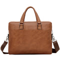 The neutral color men's handbag is suitable for business trips and can also be carried on one shoulder.It is made of PU material