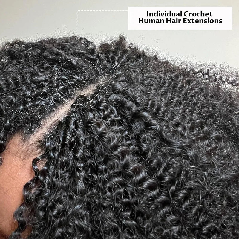 Invisible Knotless Feather Crochet Human Hair Pixie Curls Small Spirals Soft Curly Extensions Pre Separated Miracle Knots Lightweight Hair For Women Boho Braids Daily Hairstyle Making