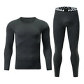 2-piece Autumn/Winter Men's Fashionable Sports Slim Fit Warm Suit For Teenagers Casual Running And Fitness Round Neck Base Set
