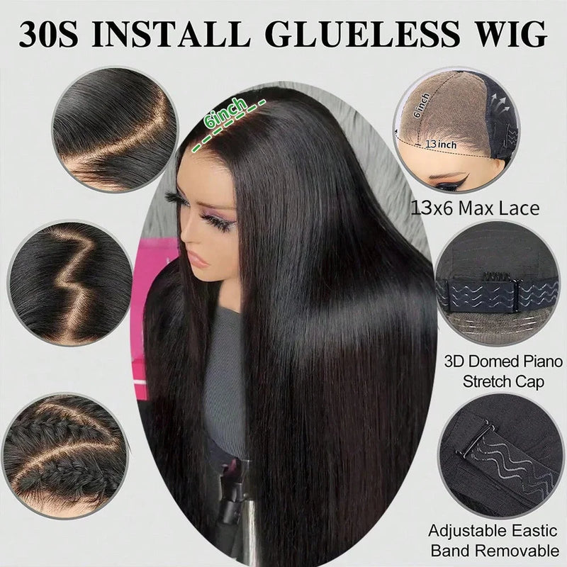 40 Inch Straight Lace Front Wig Human Hair 250% Density 13x6 Transparent HD Lace Full Frontal Glueless Wig Wear And Go Glueless Wigs Human Hair Pre Plucked