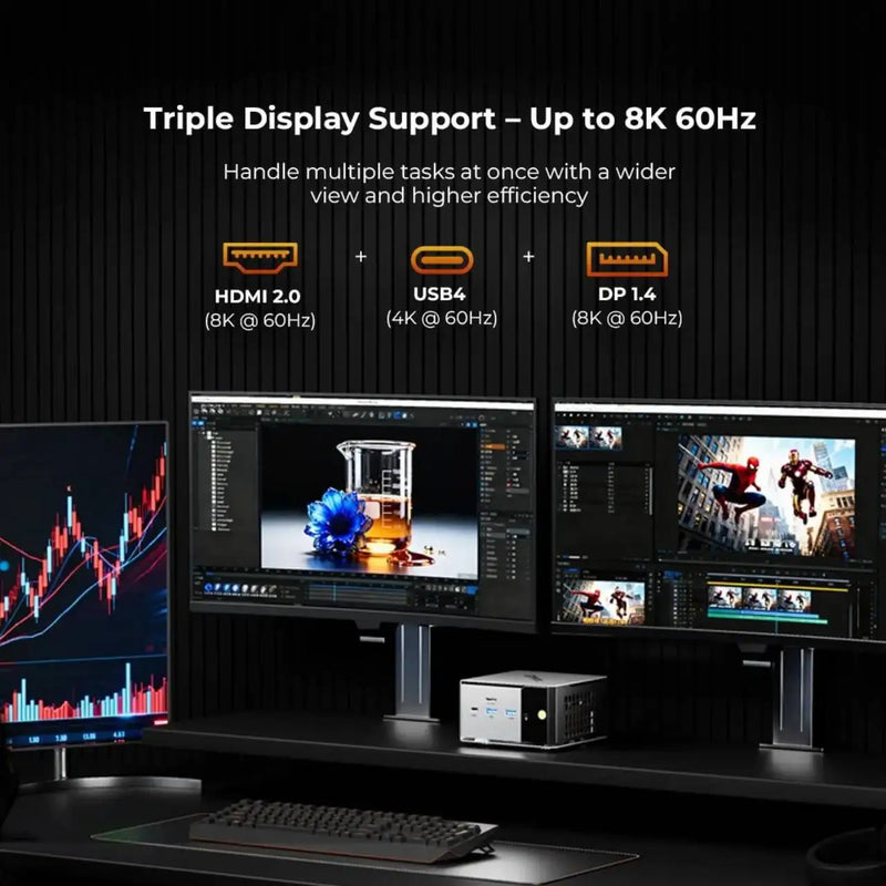 GMKtec M8 Mini PC AMD Ryzen 5 PRO 6650H 16GB RAM NO SSD NO OS Mini Desktop Computers Triple 4K Display, WiFi5.2,BT6E, USB-C, DP