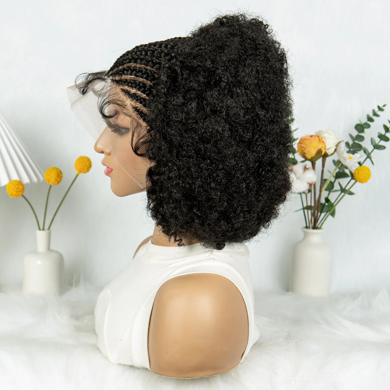 KIMA New Box Braided Wig Synthetic Full Lace Wigs Short Lengths for Black Women Men Braided Wig With Baby Hair Box Braiding Wigs