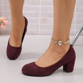 Spring and Autumn 2026 Plus Size High Heels Round Toe Low Heel Single Shoes Elegant Comfortable Square Heel Women's Shoes