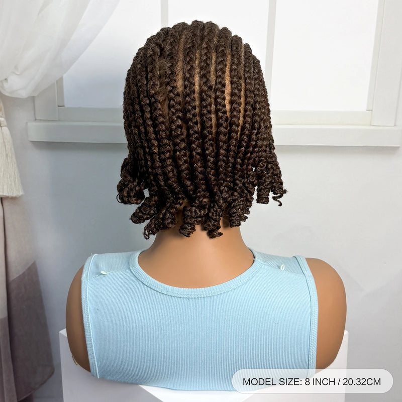 Short Ombre Cornrow Braided Bob Wig Synthetic Full Lace Braided Lace Wig with Baby Hair Knotless Handmade Braids Wigs for Women