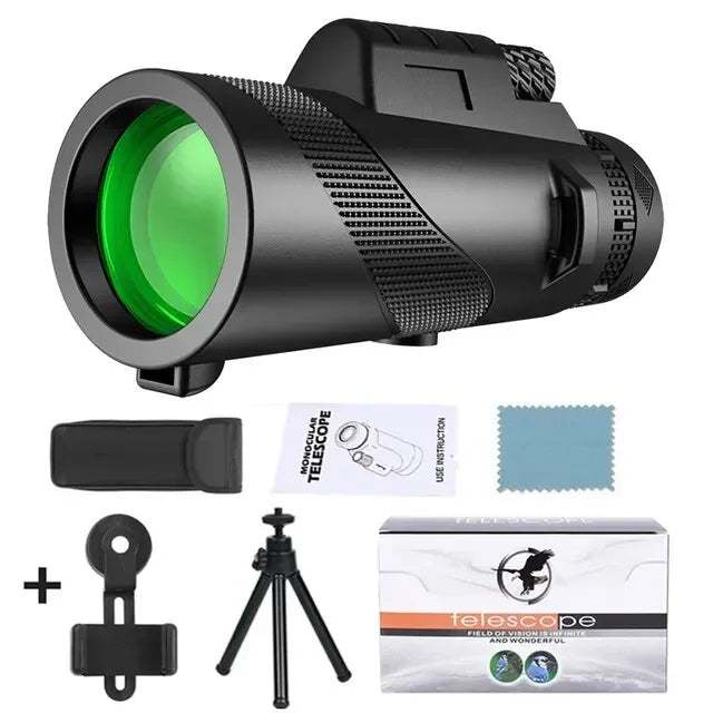 Portabl Powerful 80X100 HD Monocular 50000M Telescope Long Range Zoom With Tripod Phone Clip For Outdoor Hunting Camping Tourism