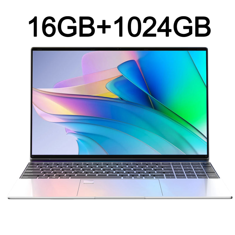 Lightweight 15.6" Laptop Intel 6500Y 32GB RAM 2TB SSD 5000mAh Windows 11 Backlit Keyboard Fingerprint for Business & Gaming
