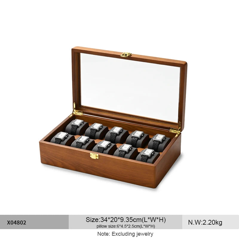 Oirlv 10 Grids Watch Box Wooden Jewelry Box Watch Organizer Case Men Women Mechanical Watchs Storage Case Wristwatch Display Box