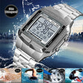 Skmei Men's Digital Sport's Watches Stainless Steel Strap 5 Alarm Clock Waterproof Led Chronograph Fashion Male Dual Time