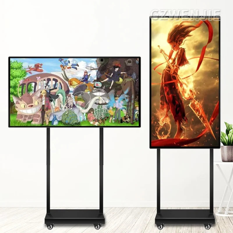 43 inch Smart Interact Screen Portable TV on Wheels Smart Wireless Portable Monitor With Moveable Stand HD Touch LCD Smart TV