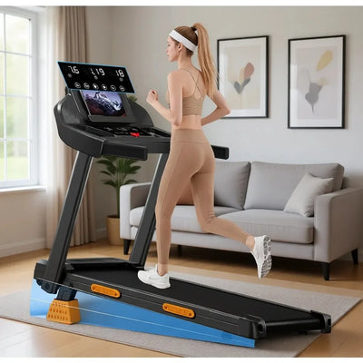 Small Home Treadmill with 16% Incline, 3 LED Displays | SAMAG