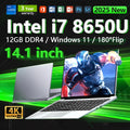 Laptop intel i7 8650U Windows 11 Pro 14.1 inch Notebook Computer Gamer 12GB RAM 1TB 2TB SSD PC Gaming Office 1920*1080 4K HD