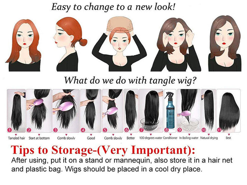 Brown Short Straight Synthetic Wig Middle Part Fluffy Anime Game Cosplay Heat Resistant Wig for Daily Party