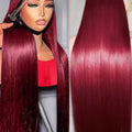 250% Density 32 Inch 99J Burgundy 13x6 HD Lace Front Human Hair Wigs Red Wine Brazilian Straight 13x4 Glueless Lace Frontal Wigs