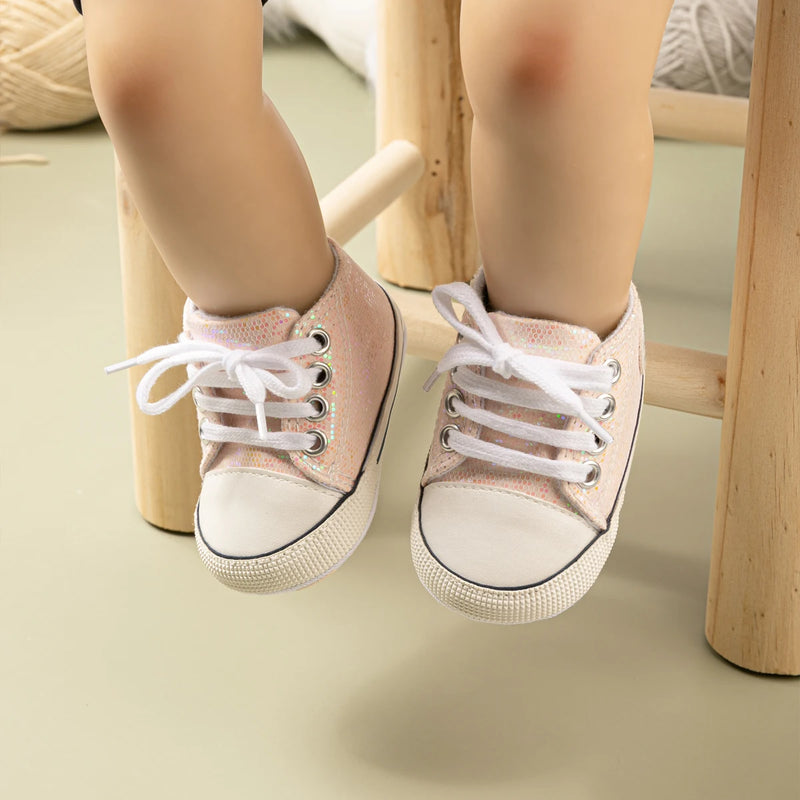Newborn Baby Shoes Classic Sequins Canvas Cotton - View 6 | SAMAG