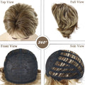 Women's Fashion Short Wigs Natural Synthetic Hair Mixed Blonde Pixie Cut Layered Wig with Bangs Heat Resistant Daily Party Use