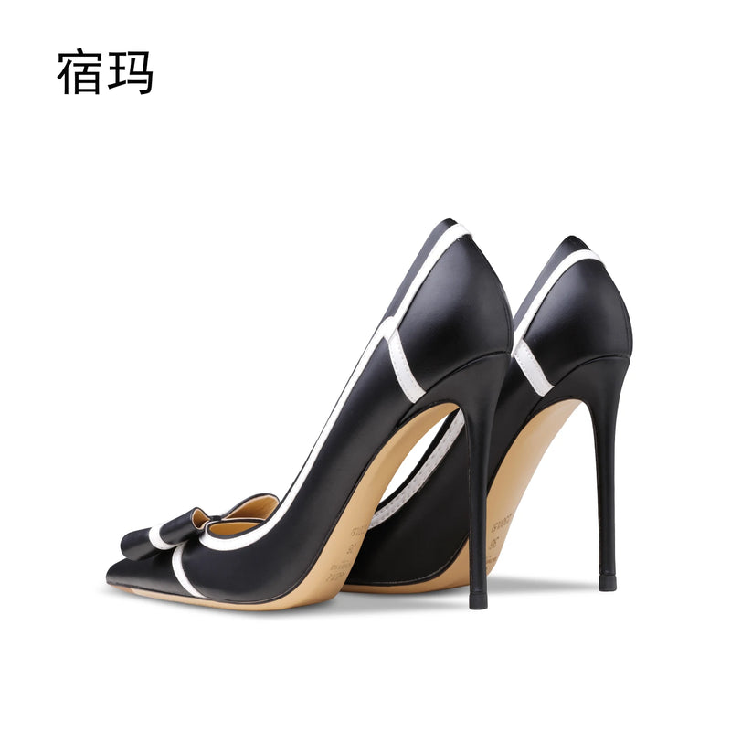 Women Pumps Black Slingbacks Women's 2026 Trend Butterfly-Knot High Heels Luxury Cinderella Pointed Toe Pumps Party Ladies Shoes