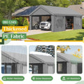 13x20 Ft Heavy Duty Carport with Roll-up Windows，Portable | SAMAG