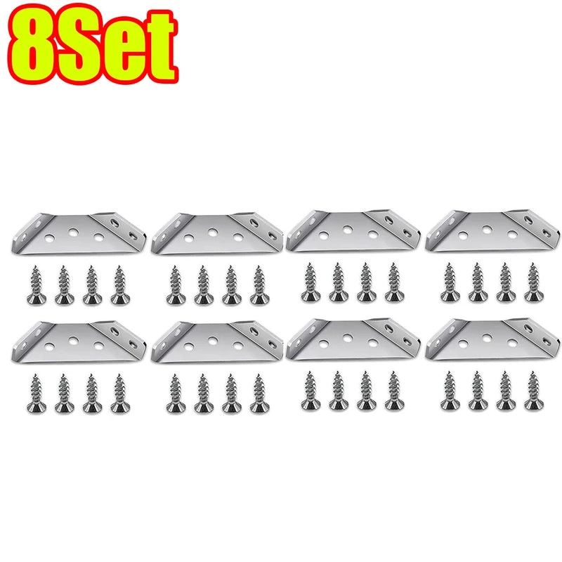 1-120Set Furniture Corner Connector Stainless Steel Angle Code for Cabinet Angle Shelf Support Fixed Brace Kits with Screw