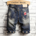 New Large Size Denim Shorts Retro Ripped Slim Men's Five | SAMAG