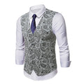 Men's Floral Suit Vest V-neck Single-breasted British Slim Fit and Fashionable Horse Clip Vest Vest Trendy