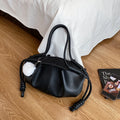 Orange Handbag High Quality Pu Leather Bag Lady Designer Pleated Cloud Bag Fashion Hobo Shoulder Bag Female Dumpling Tote