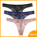 3 Pcs Woman Panties Sexy Lace Thong Underwear Lingerie Female T-back Temptation Low Waist Women Transparent G String