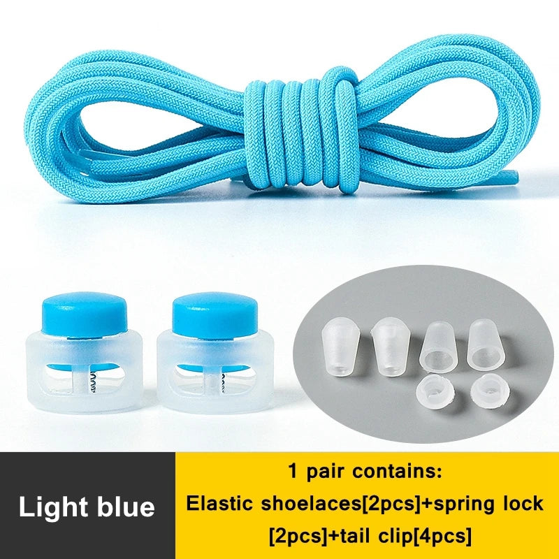 Spring Lock Shoelaces No Tie Shoe Laces Sneakers Round Elastic Shoelace Kid Adult Quick Without Ties Shoestrings Rubber Bands
