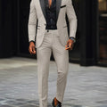 Men's New Fashion Business Casual Two-piece, Comfortable and Breathable Slim-fit Side Slit Single-button Suit Jacket+trousers