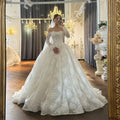 Customized Elegant Strapless Long Sleeve Lace Ball Gown - View 3 | SAMAG