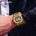 SANDA 2162 Men's Electronic Watch Square Waterproof Multi Functional Wrist Watch Square Fashion Night Light Steel Digit Watches