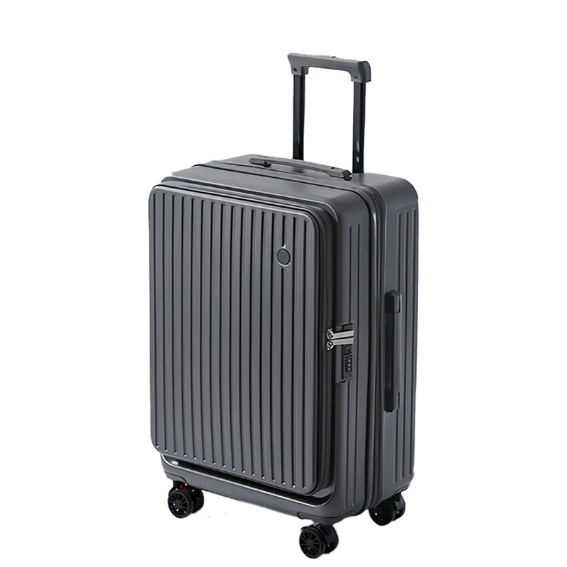 Multifunctional Front Opening Expandable Suitcase with Cup Holder Large Capacity Luggage 360° Shock Absorbing Wheels 20' 24' 28'
