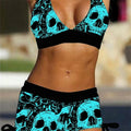 Square Neck Modest Bikini Set With Skull Print | SAMAG
