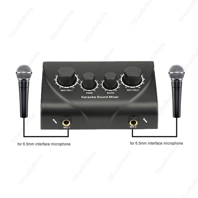 Fuluode Professional Dual Mic Input Audio System Karaoke Sound Mixer Digital Audio Sound Machine Echo OK Mixer System AudioMixer