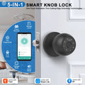 YFK Tuya Smart Door Knob 6 Ways Unlock Fingerprint Password NFC Card Physical Key Anti-peep Lock for Bedroom Office Rental House