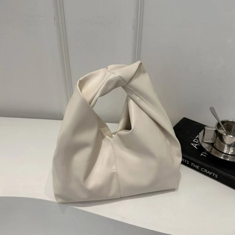 New PU Leather Tote Bags for Women Luxury Niche Design Hobo Bag Women Handbag Simple Pleated Stylish Clutch Bag