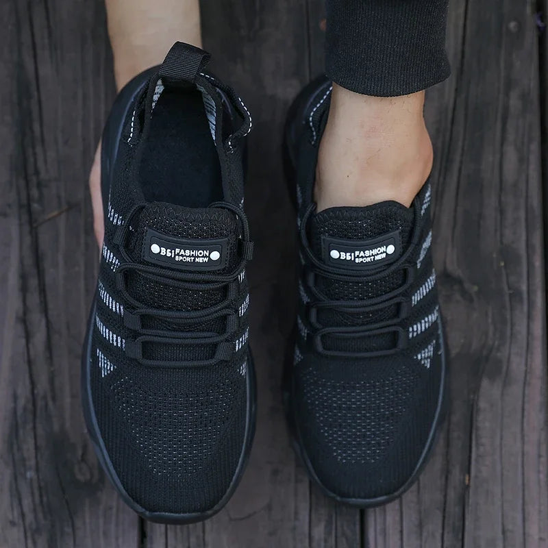 Men's Thick Soled Sports Shoes for Spring and Summer Women's Breathable and Shock-absorbing Fashionable Running Shoes Bare Foot